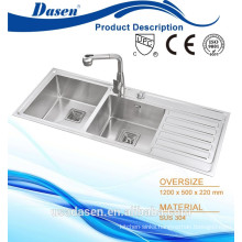 DS 12050 H handmade sink stainless steel high quality 304 18 gauge sink with OEM pressing stamp logo for sale